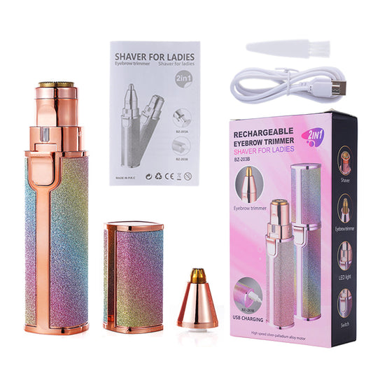 Rechargeable Women's Eyebrow Trimmer & Hair Remover - 2-in-1