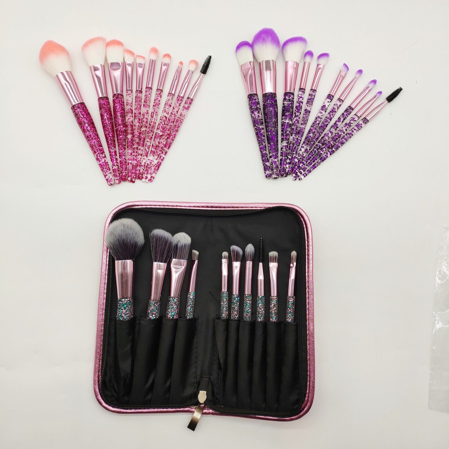 Professional 10-Piece Makeup Brush Set - Synthetic Fiber Brushes