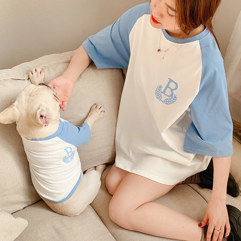 Short Sleeve Parent-Child Dog Clothing Set