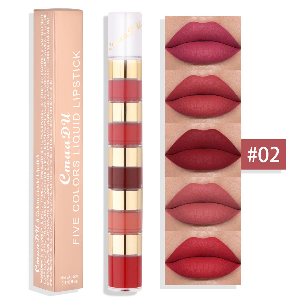Waterproof 5 Color Matte Lip Gloss with Bamboo Joint