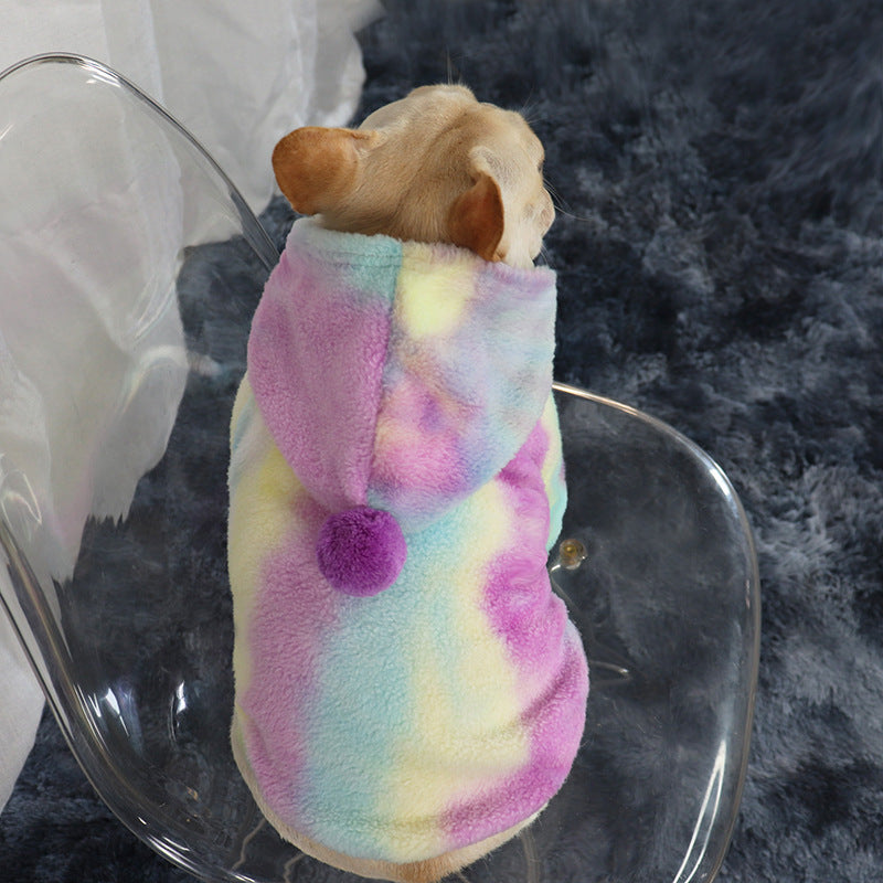French Winter Outfit with Hoodie for Dogs, Tie-Dye Hoodie