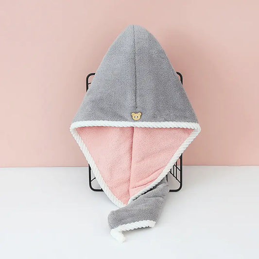 Double Layer Quick-Dry Thick Hair Drying Cap for Adults